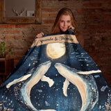 Personalized Whale Couple Blanket – Custom Names Moonlit Ocean Gift