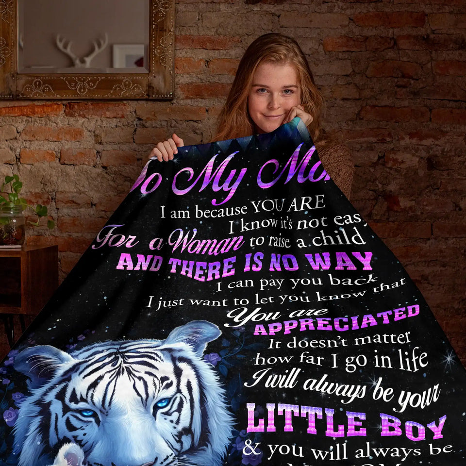 Personalized Mom Blanket – White Tiger Custom Gift
