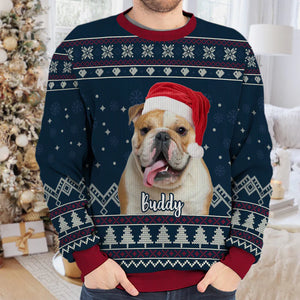 Pet Bless You This Christmas - Dog & Cat Personalized Custom Ugly Sweatshirt - Upload Image, Christmas Gift For Pet Owners, Pet Lovers