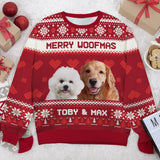 Personalized Unisex Ugly Christmas Sweatshirt Merry Woofmas Gift For Pet Lovers, Christmas Gift