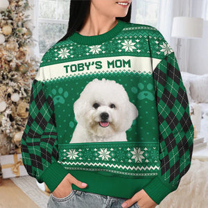 Im A Dog Mom - Personalized Custom Unisex Ugly Christmas Sweatshirt All-Over-Print Upload Image Gift