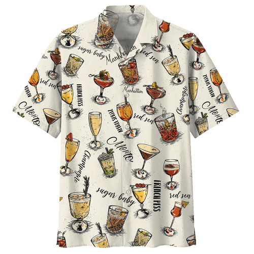 Cocktail  White White Unisex Hawaiian Shirt For Men And Women Dhc17063847