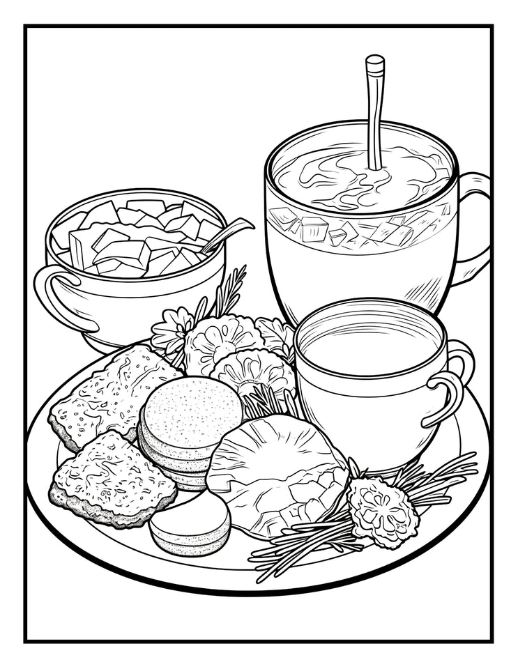 Let's Eat Together 30 Pages Printable Coloring Book