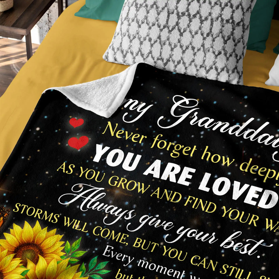 Personalized Granddaughter Blanket From Grandma – Sunflower Inspirational Gift