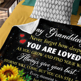 Personalized Granddaughter Blanket From Grandma – Sunflower Inspirational Gift