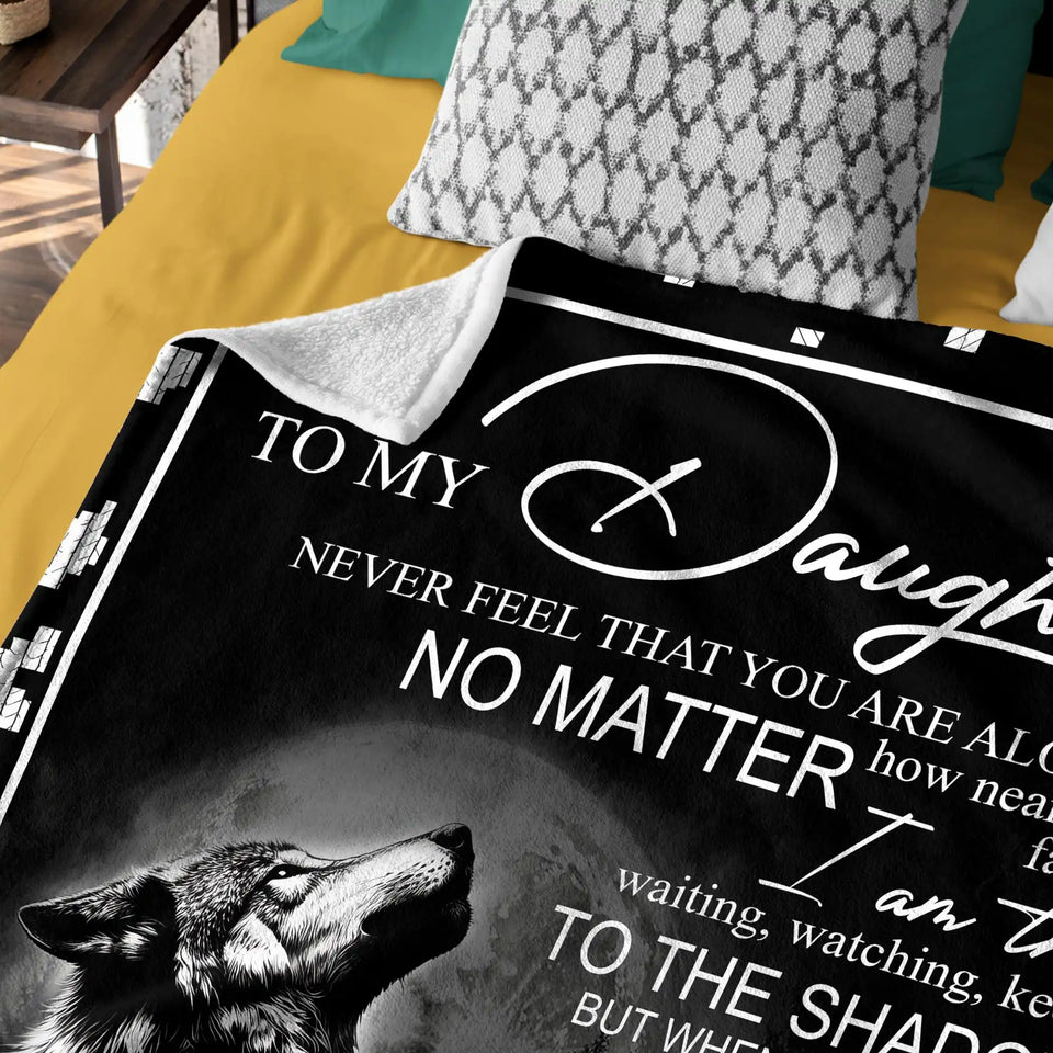 Personalized Daughter Blanket From Dad – Black Wolf Inspirational Gift