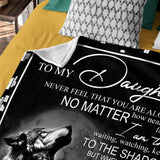 Personalized Daughter Blanket From Dad – Black Wolf Inspirational Gift