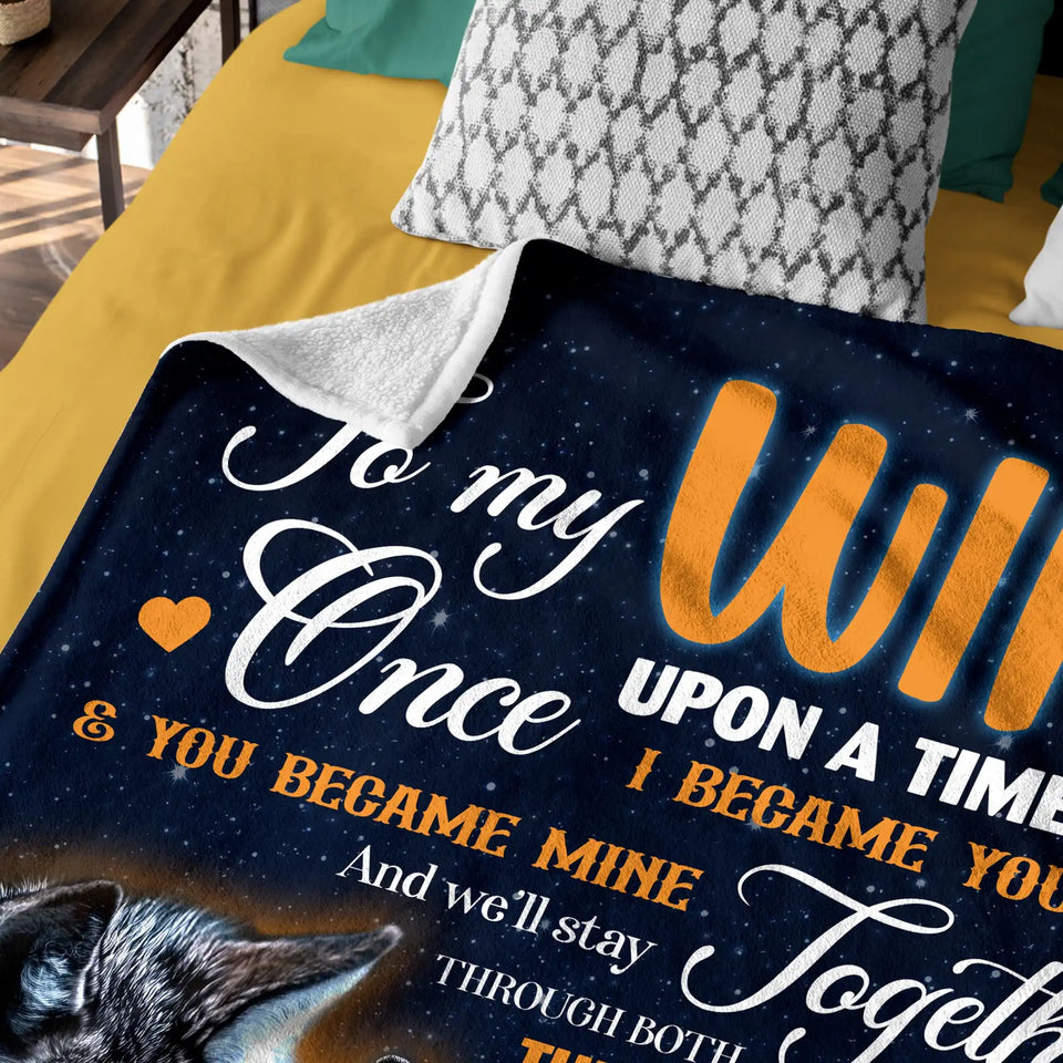 Personalized Wife Blanket From Husband – Wolf Couple Romantic Gift