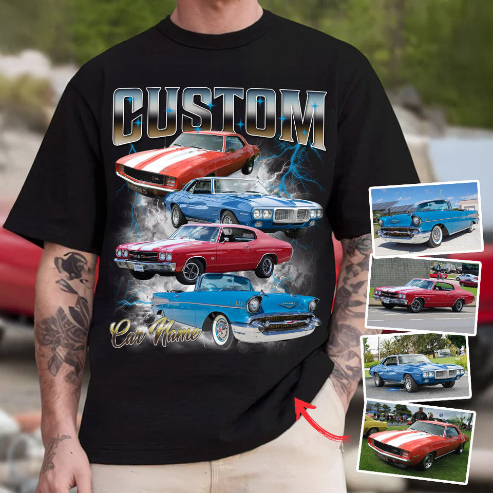 Custom Classic Car T-Shirt, Personalized Car Photo Vintage Shirts