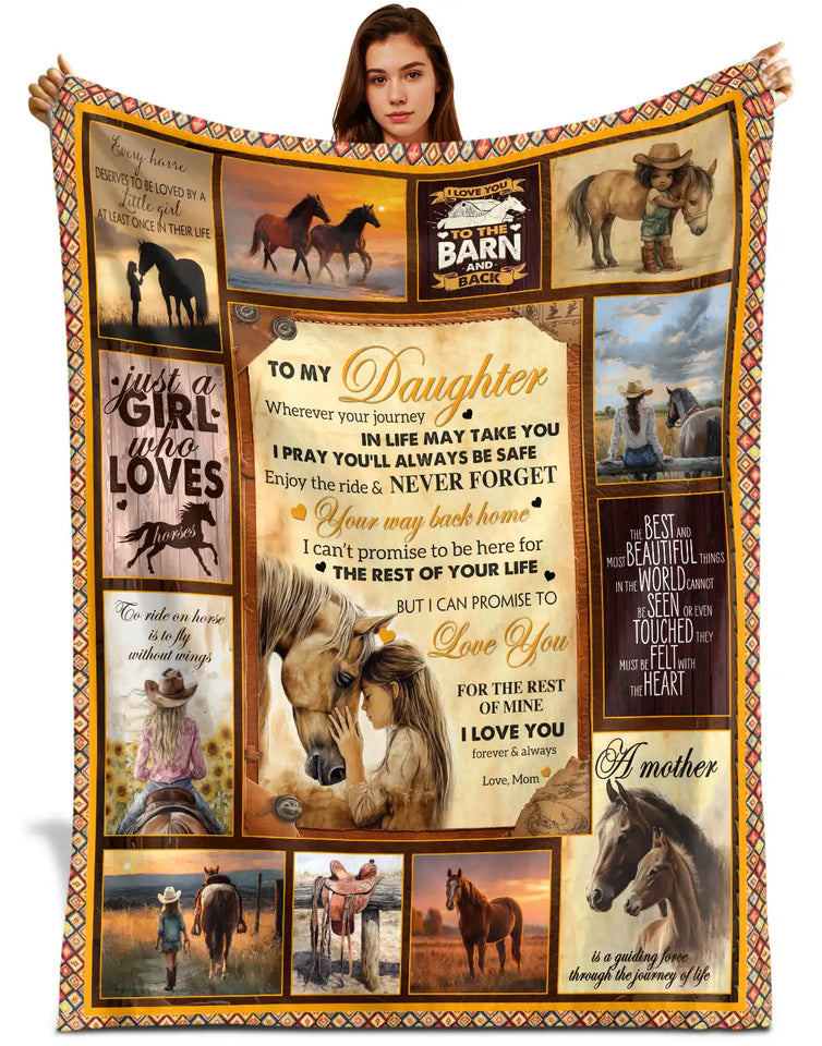 Personalized Daughter Blanket From Mom – Horse Lover Inspirational Gift