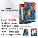 Mindful Crows And Parrots Spiral Bound Coloring Book: Parrots And Crows Design for Adult featuring Parrots and Crow To Color, Relieve Stress and Relaxing, Include different Designs Birds Coloring Book