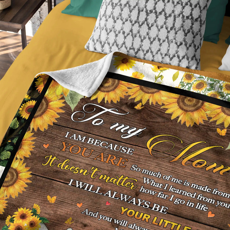 Personalized Mom Blanket From Daughter – Sunflower Elephant Love Gift