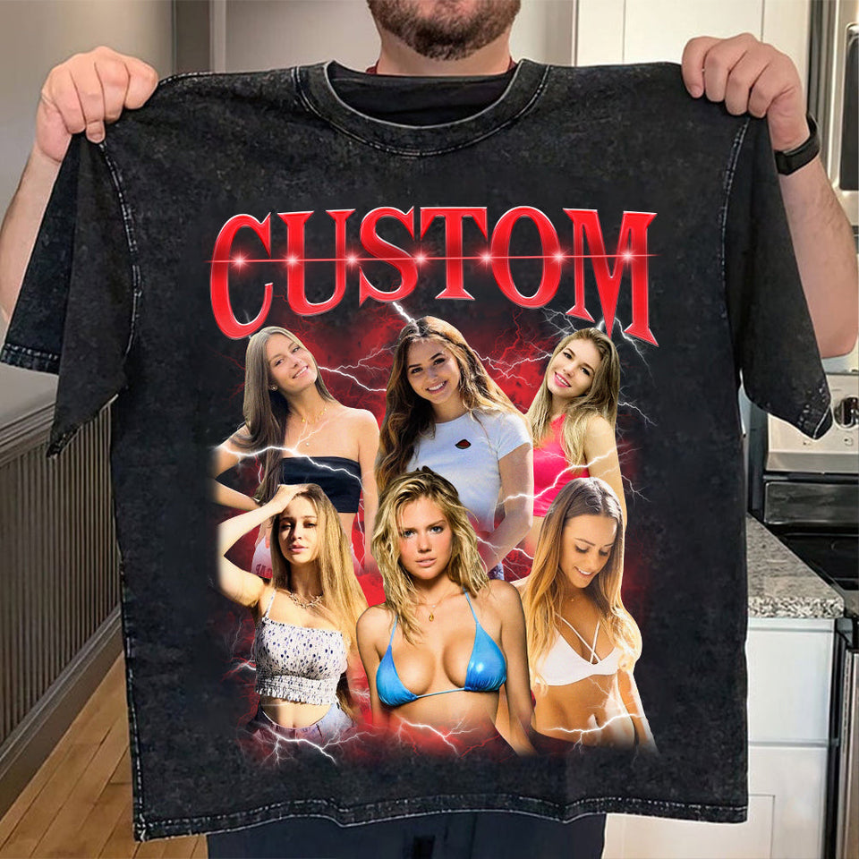 Custom Photo Vintage T-Shirt,  Personalized Funny Shirt for Men Women