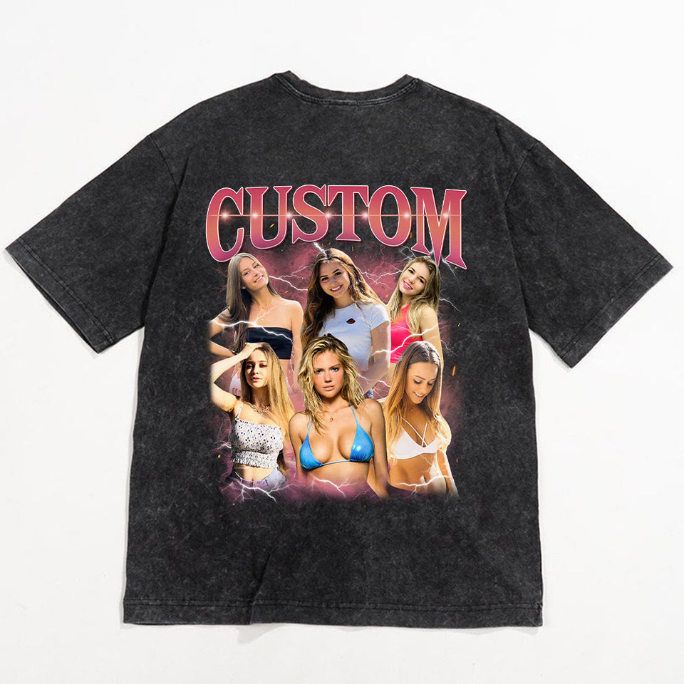 Custom Photo Vintage T-Shirt,  Personalized Funny Shirt for Men Women