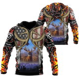 Hunting Gifts Deer Hunting Gifts America Flag Hunting Deer Unisex Hoodie