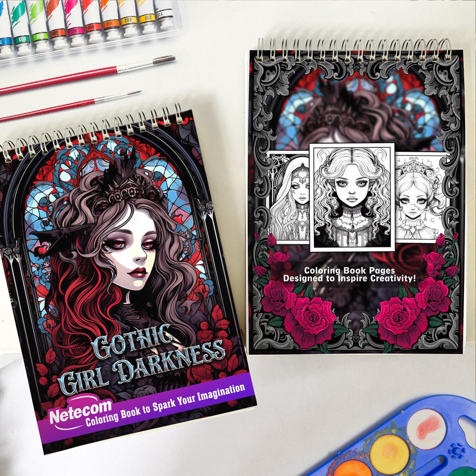 Gothic Girl Darkness Spiral Bound Coloring Book: Embrace the Intricate Details of Gothic Darkness with 30 Stunning Coloring Pages for Gothic Girl into the Realm of Mysterious Beauty