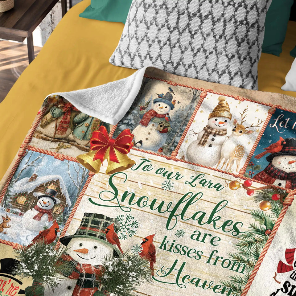 Personalized Snowman Christmas Blanket – Custom Family Holiday Gift