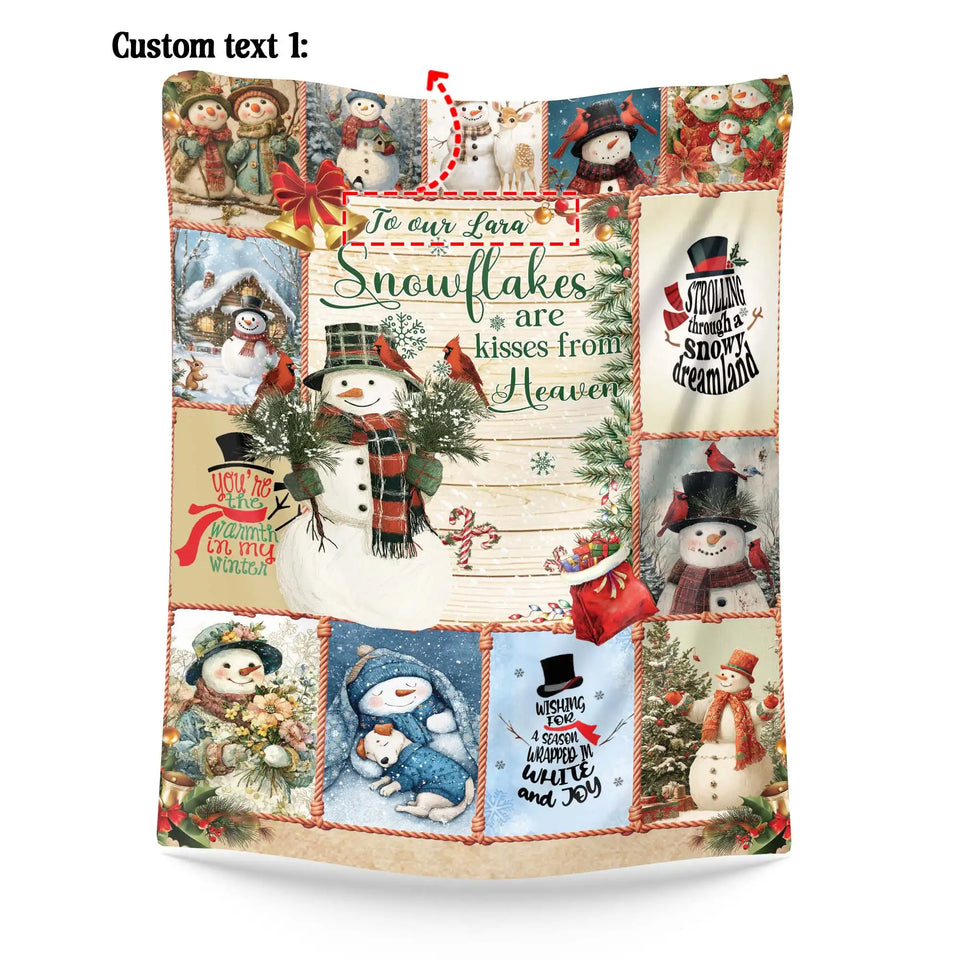 Personalized Snowman Christmas Blanket – Custom Family Holiday Gift