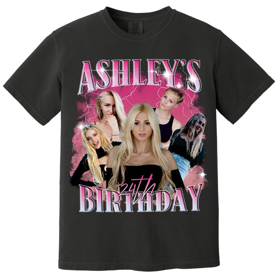 Custom Birthday Photo Collage Shirt, Custom Girlfriend-Boyfriend Tee, Matching Birthday Retro Shirt, Custom Photo and Name Tee