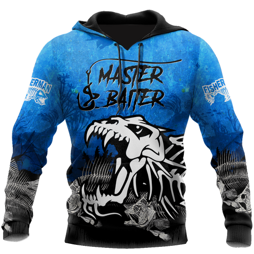 Fishing Gifts Master Baiter Fishing Blue Personalized Unisex Hoodie