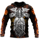 Unisex Hoodie All Over Print Skull Gifts Skull Satnaic Fire Unisex Hoodie