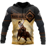Bull Riding Gifts Personalized Name Bull Riding All Over Printed Cowboy Up Unisex Hoodie
