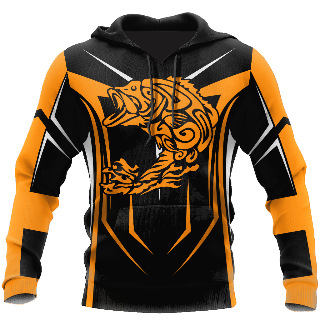 Tycloset Fishing Gifts Bass Fishing Maori Stainless Steel Fishing Hook Orange Unisex Hoodie