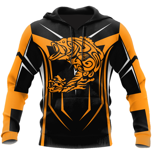 Tycloset Fishing Gifts Bass Fishing Maori Stainless Steel Fishing Hook Orange Unisex Hoodie