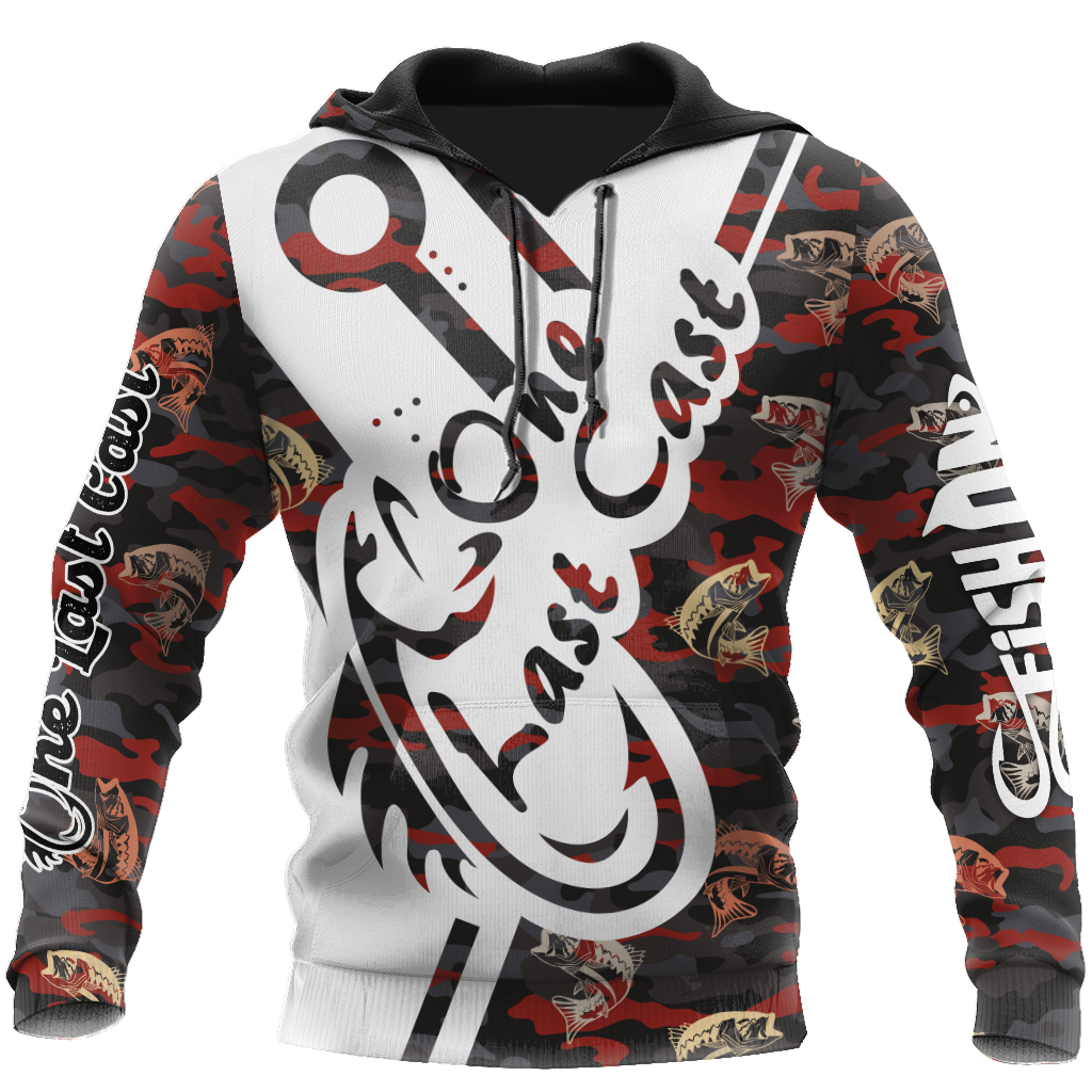 Fishing Gifts One Last Cast Red Camo Fishing Design Unisex Hoodie