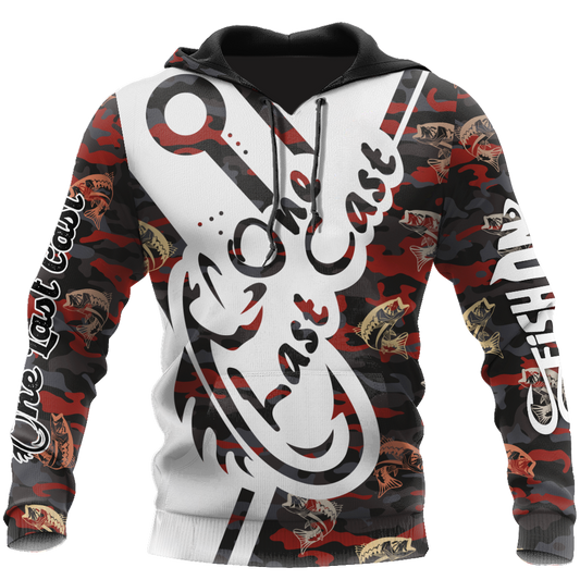 Fishing Gifts One Last Cast Red Camo Fishing Design Unisex Hoodie