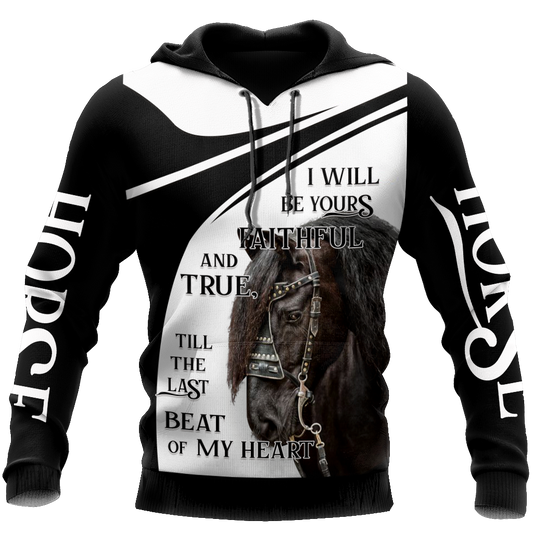 Horse Gifts Horse All Over Printed Black And White Unisex Hoodie