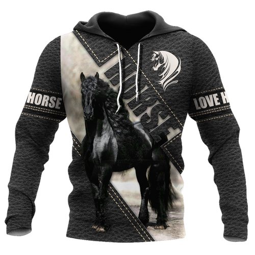 Horse Gifts Black Horse All Over Printed Unisex Hoodie