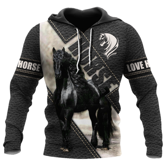 Horse Gifts Black Horse All Over Printed Unisex Hoodie