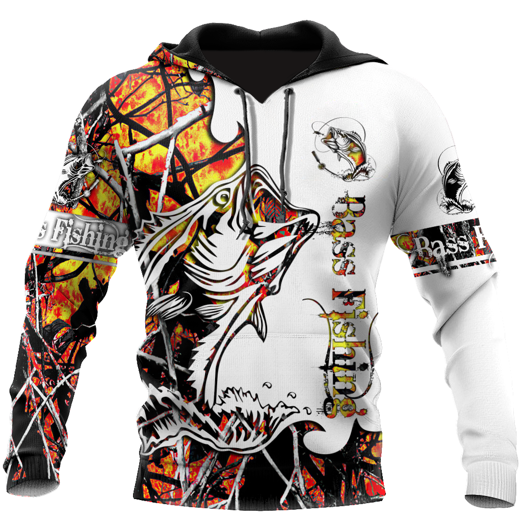 Fishing Gifts Bass Fishing Sport Orange Camo Tattoo Unisex Hoodie