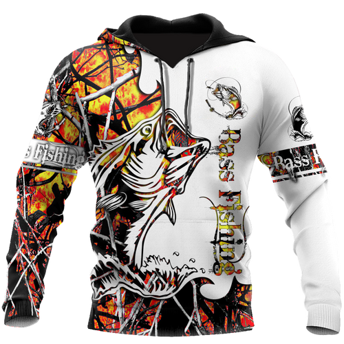 Fishing Gifts Bass Fishing Sport Orange Camo Tattoo Unisex Hoodie