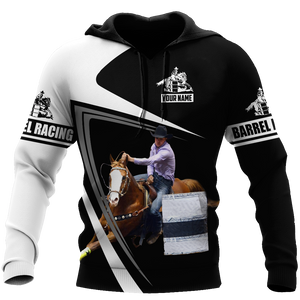 Bull Riding Gifts Personalized Name Rodeo All Over Printed Barrel Racing Unisex Hoodie