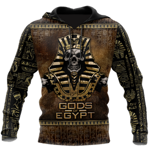 Unisex Hoodie All Over Print Skull Gifts Pharaoh Skull Ancient Egypt Unisex Hoodie