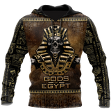 Unisex Hoodie All Over Print Skull Gifts Pharaoh Skull Ancient Egypt Unisex Hoodie