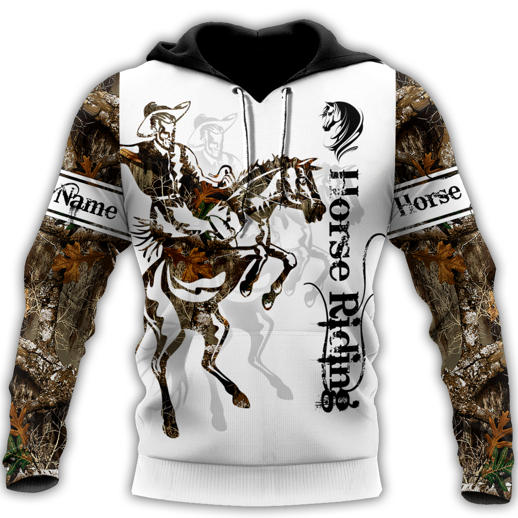 Bull Riding Gifts Personalized Name Rodeo All Over Printed Rodeo Pattern Horse Riding Tattoo Unisex Hoodie
