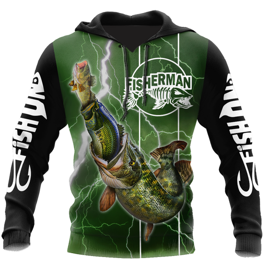 Fishing Gifts The Great Fish Eats The Small Green Fishing Unisex Hoodie