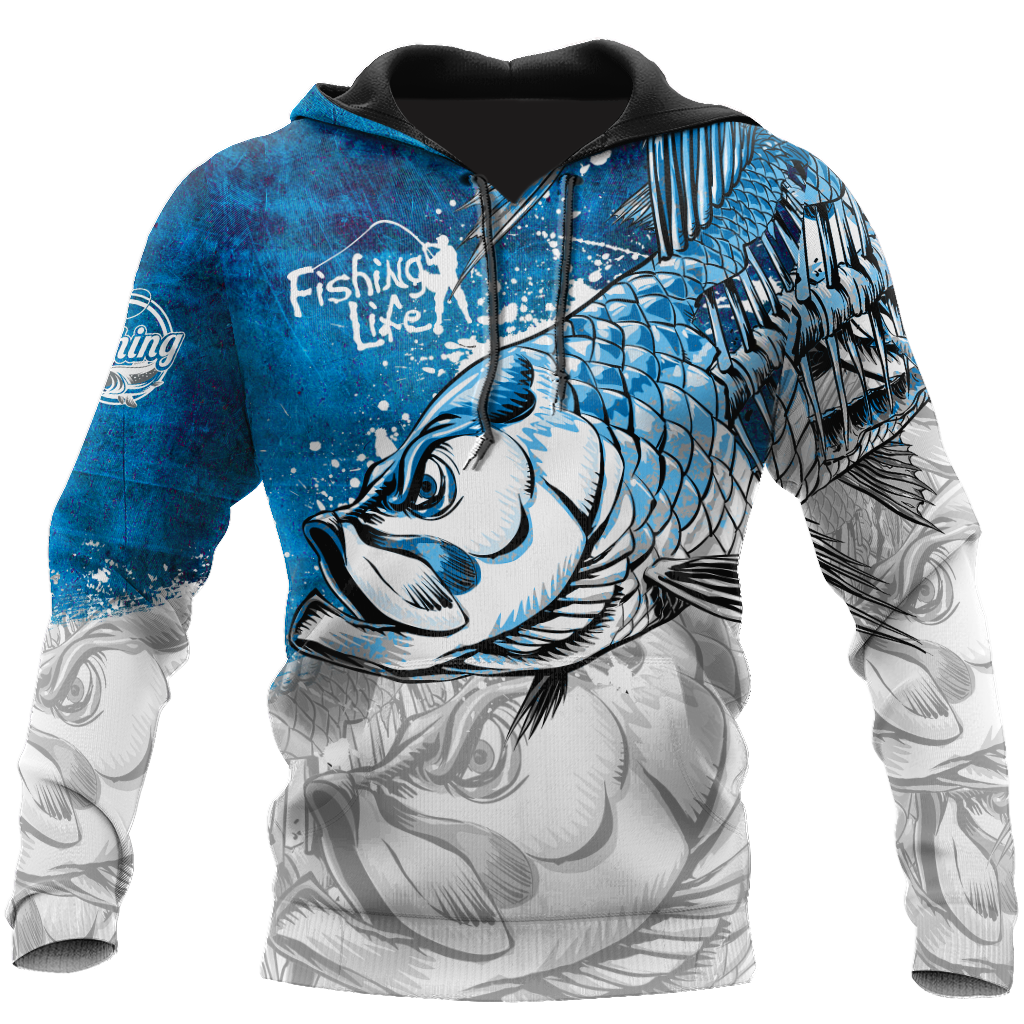 Fishing Gifts Fishing Life Draw Hungry Fish Unisex Hoodie