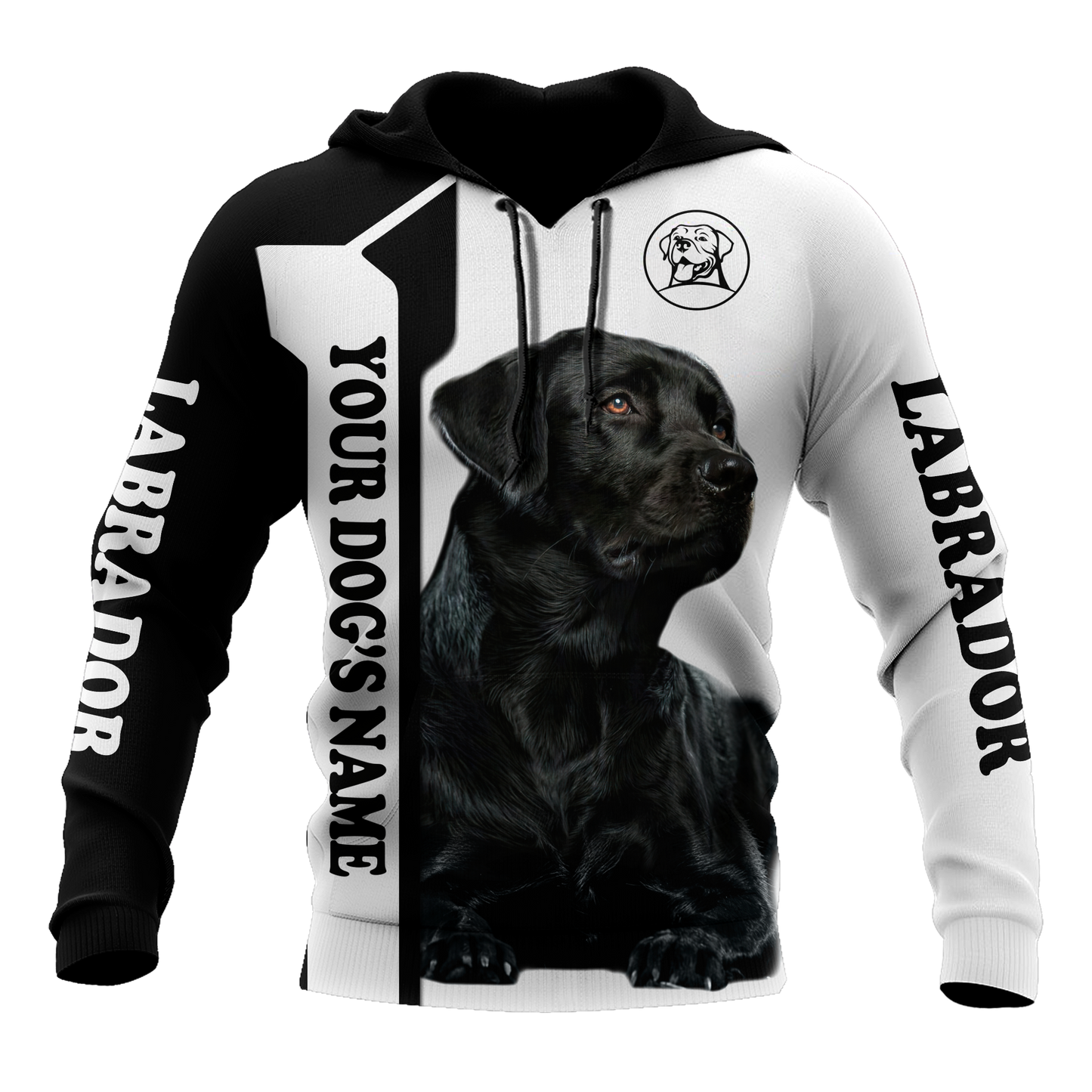 Dog Gifts Premium Love Dog Black Labrador Retriever Black and White Unisex Hoodie