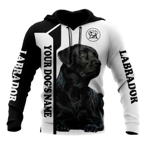 Dog Gifts Premium Love Dog Black Labrador Retriever Black and White Unisex Hoodie