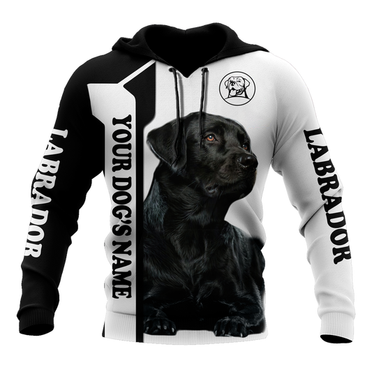 Dog Gifts Premium Love Dog Black Labrador Retriever Black and White Unisex Hoodie