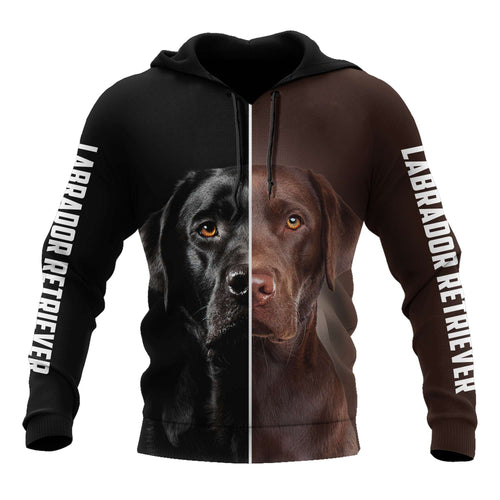 Dog Gifts Premium Love Dog Black and Chocolate Labrador Retriever Black and Brown Unisex Hoodie