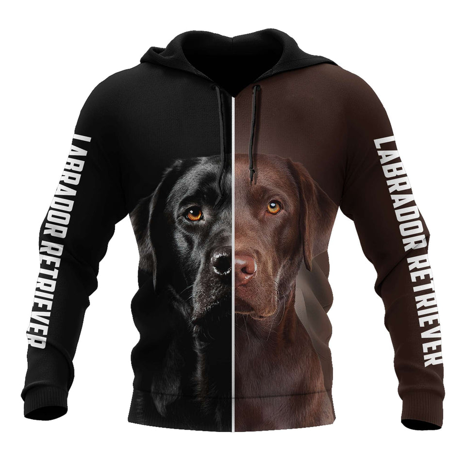 Dog Gifts Premium Love Dog Black and Chocolate Labrador Retriever Black and Brown Unisex Hoodie