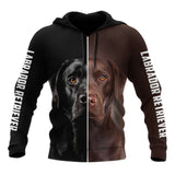 Dog Gifts Premium Love Dog Black and Chocolate Labrador Retriever Black and Brown Unisex Hoodie