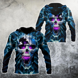 Unisex Hoodie All Over Print Skull Gifts Purple Screaming Skull Unisex Hoodie