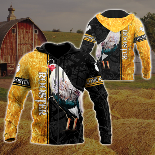 Premium White Rooster Yellow Camo All Over Print Unisex Hoodie