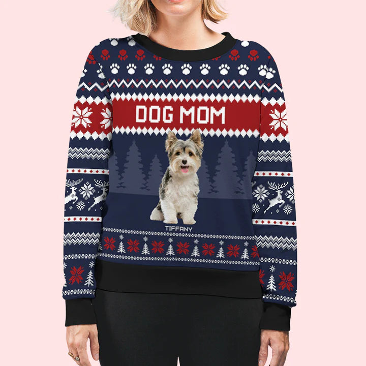 For Dog Mom/ Dad Photo - Personalized Custom Photo Ugly Sweatshirt - Christmas Gift For Pet Lovers, Pet Lovers